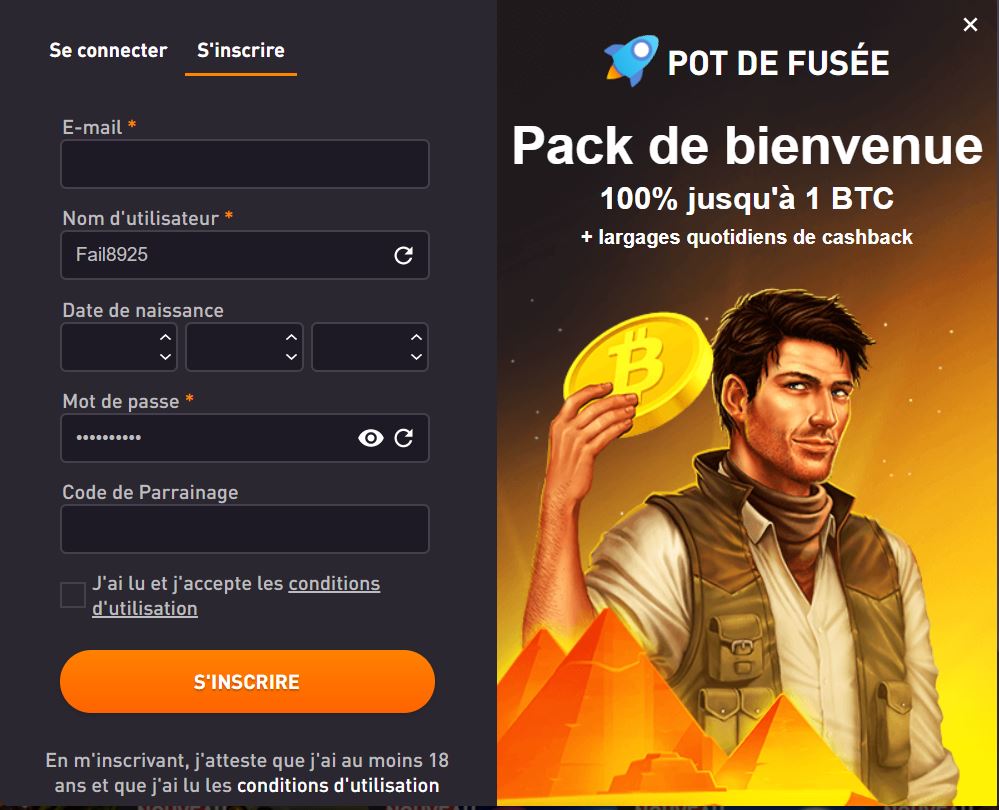 comment s'inscrire sur rocketpot